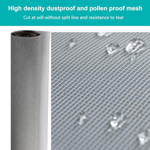 High Density dustproof and Pollen Proof net Window Screen mesh roll Used to Replace Screen Windows and Doors (Grey high-Density mesh,787''×37''(2000×95cm) - color: Grey high-density mesh, size: 37in x 65ft