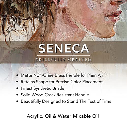Willow Wolfe Seneca Series 1700 Short-Handle Flat Brush Size 0, Premium Vegan Synthetic Filaments for Acrylic, Oil & Water-Mixable Oils - size: 0