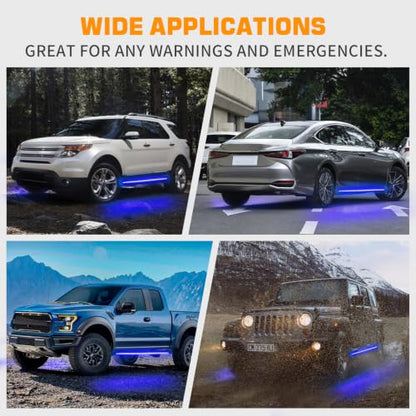 XRIDONSEN 2PCS 60 inch Blue Running Board Emergency Lights Strip - color: Blue