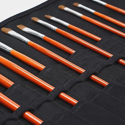 ECHSRT 30-Slot Canvas Paint Brush Holder Roll Up Case Organizer, Black - color: Black