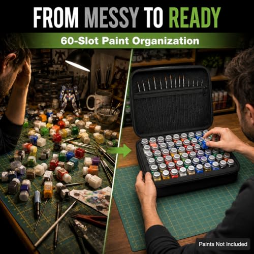 Model Paint Storage Case for Testors, Holds 60 Bottles, Paints Not Included - color: Black