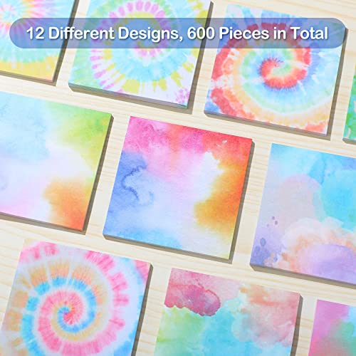 Eaasty 12 Pcs Rainbow Sticky Notes Tie Dye Pastel Sticky Note, 3 x 3 Inch - size: 3 x 3 Inch