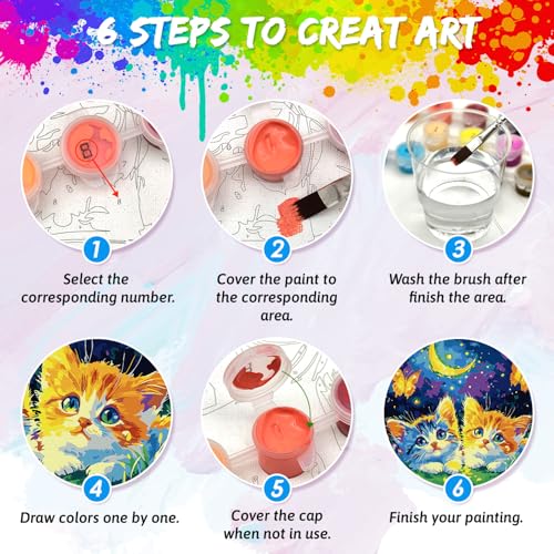 Yunnuo Cat Paint by Numbers Kit for Adults, 16X20 in - color: A-002-two cats