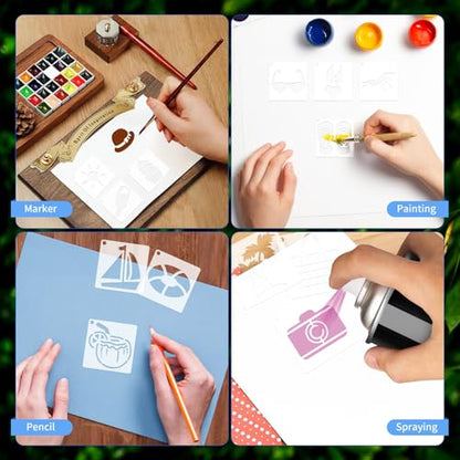 100 Pcs Small Stencils for Painting on Wood 2 x 2 Inches(Summer) - color: Summer