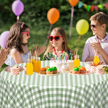 3 Pcs Sage Green Gingham Tablecloths 84 inch Checkered Round Tablecloths - color: Sage Green-round