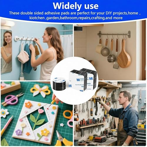 Double Sided Adhesive Pads,2 Sided Sticky Foam Tape, 50pcs Heavy Duty Round&Square Wall Adhesive Mounting Tape,Adhesive Strip for Home&Office - color: Pack of 50pcs Round&Square