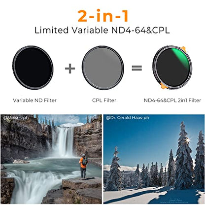K&F CONCEPT 95mm Variable ND4-64 Lens Filter & Polarizing Effect 2-in-1 - size: 95mm