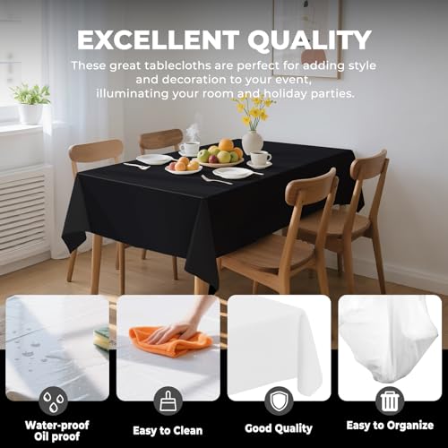 10 Pack Premium Disposable Plastic Tablecloth 54" X 108" Rectangle Table Cover for Birthdays Weddings Christmas Anniversary Buffet Table (Black) - color: Black, size: 54" X 108" Rectangle