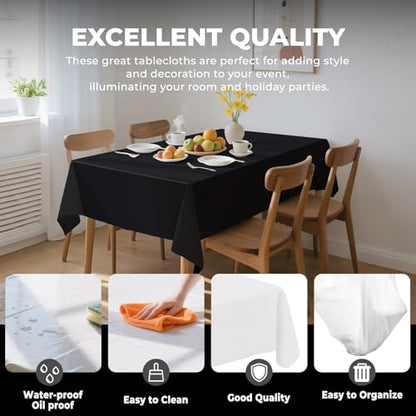 10 Pack Premium Disposable Plastic Tablecloth 54" X 108" Rectangle Table Cover for Birthdays Weddings Christmas Anniversary Buffet Table (Black) - color: Black, size: 54" X 108" Rectangle