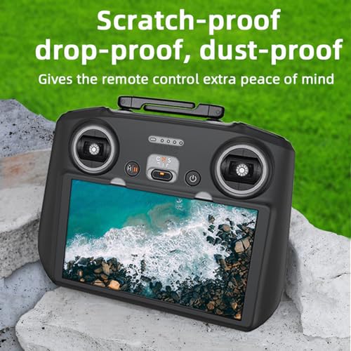 Controller Protective Silicone Case Cover+HD Screen Protector Films for DJI Mini 4 Pro/DJI Air 3/DJI Neo Drone RC 2 Remote Control Accessories(Black)
