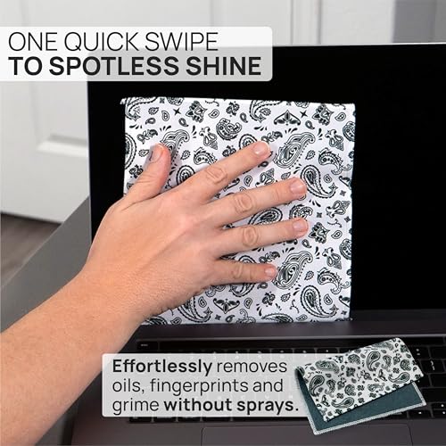 Microfiber Wholesale Quick Cloth Glasses Cleaning Cloths 8x8 Paisley White - color: White Paisley, size: 8"x8"