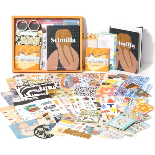 Diuhofart Aesthetic Scrapbooking Kit with A6 Notebook, Papers & Stickers - color: Sylvia-scrapbook-kit