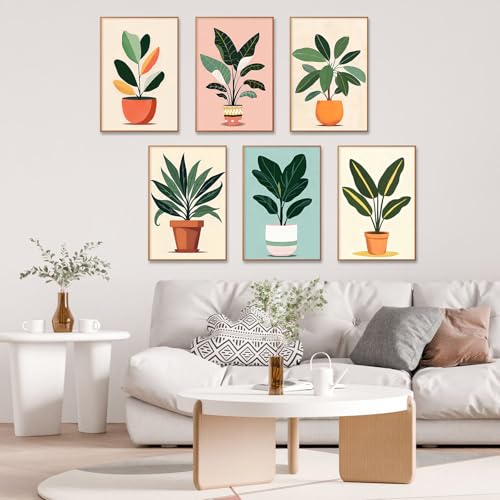 6 Pack Paint by Numbers Kit for Adults, Green Plants Canvas Painting Set - color: Plants-1