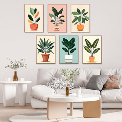 6 Pack Paint by Numbers Kit for Adults, Green Plants Canvas Painting Set - color: Plants-1