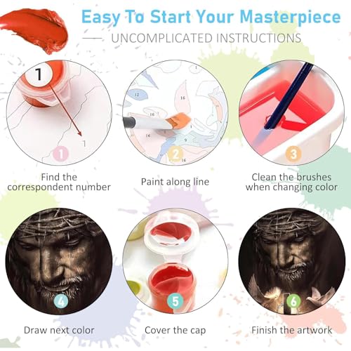 Jesus Paint by Numbers Kit for Adults Framed Canvas 12X16 in, Frameworkless - color: YH02812
