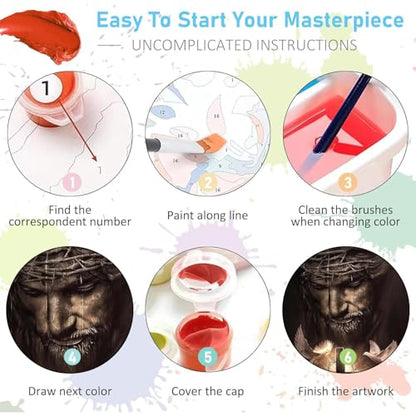 Jesus Paint by Numbers Kit for Adults Framed Canvas 12X16 in, Frameworkless - color: YH02812