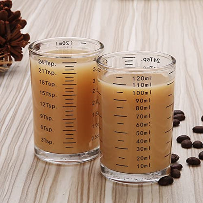 BCnmviku Measuring Cup Shot Glass 4 Ounce/120ML Liquid Heavy High Espresso Glass Cup Black Line (1, Black) - color: Black