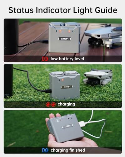 LKTOP Replacement DJI Mini 4K Battery Charging Hub, Mini 2/SE Fast Charger for DJI Mini4K/Mini2 Series Drone Accessories USB-C Power Adapter, Parallel Charge Dual Batteries, Charging Discharging Mode
