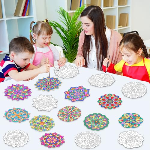 48 Pcs Mandala Coloring Cutouts Set DIY Your Own Mandala Cards, 12 Designs
