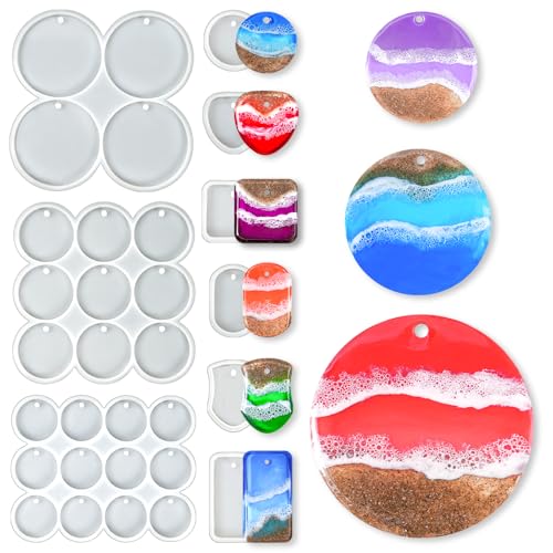 YODOYO 31-Cavity Flat Resin Molds with Holes for Keychains & Pendants