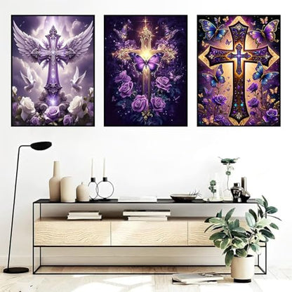 Diamond Art Kits for Adults, 3 Packs Cross Diamond Art Painting Kits - color: Cross-3Pcs, size: 3 packs-30*40cm