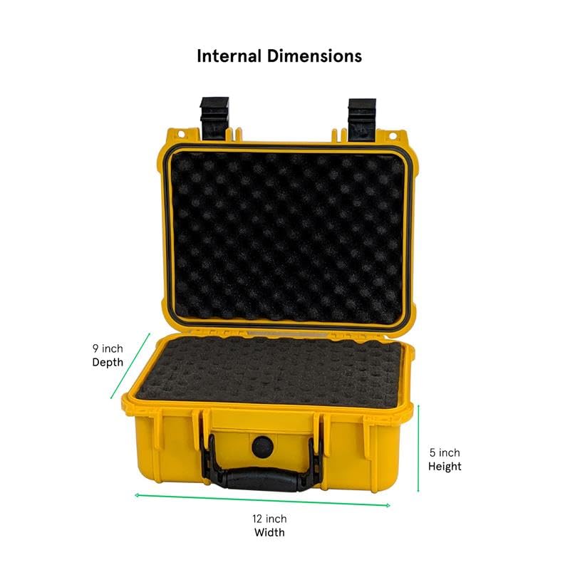 multicomp PRO Yellow Weatherproof Equipment Case, Polypropylene Construction with Foam Insert, 13.5" X 11.5" X 6" (L x W x H