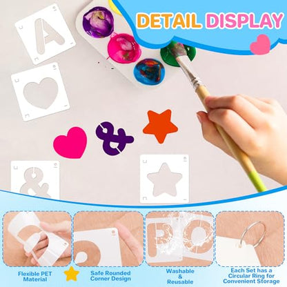 Letter Stencils 80Pcs 1&2Inch Large Alphabet Number Reusable Stencils - size: 1Inch+2Inch