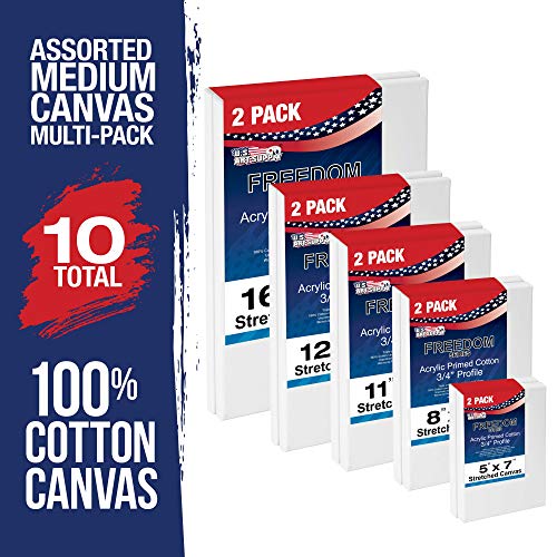U.S. Art Supply Professional Quality Stretched Canvas, Multipack of 10 - size: Medium