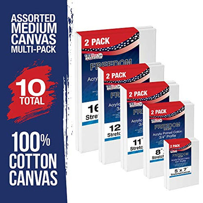 U.S. Art Supply Professional Quality Stretched Canvas, Multipack of 10 - size: Medium
