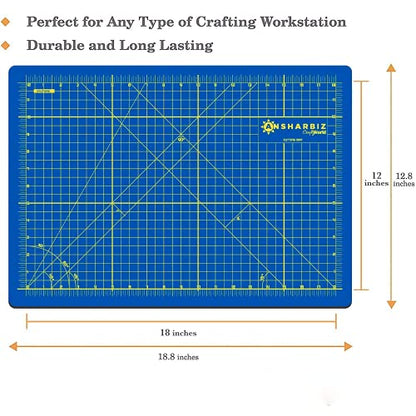 12 x 18 Cutting Mat for Sewing, Self Healing Double Sided Quilting Crafts Mat - Fabric Cutting Mat - Non Slip surface - Rotary Cutting Board - color: Blue, size: A3-12x18