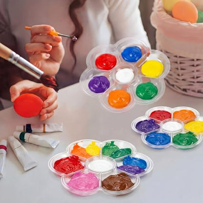 100 Pcs Large Clear Paint Tray Palette, Plum Blossom 7 Square - style: Plum Blossom 7 Square
