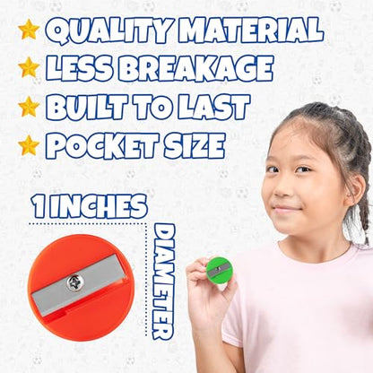 Mini Pencil Sharpeners (144-Pack) Pocket Handheld Colored Pencil Sharpeners