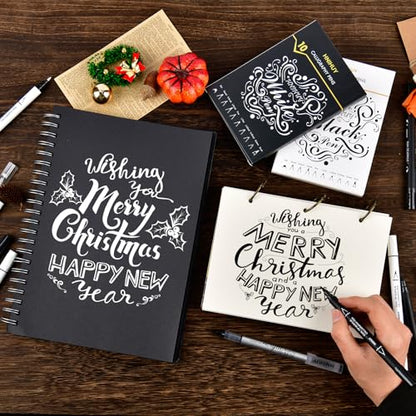 Dual Tip Black Acrylic Calligraphy Pens, Hand Lettering Pen - color: Black