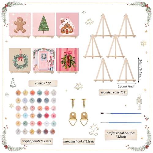 YooNotee 12 Pack Christmas Paint by Numbers Kit - style: Girly