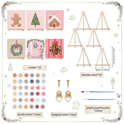 YooNotee 12 Pack Christmas Paint by Numbers Kit - style: Girly