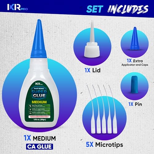 Medium CA Glue, Super Glue, Cyanoacrylate Adhesive, 3 Pcs 1.75oz Repair kit - size: 1 Pack
