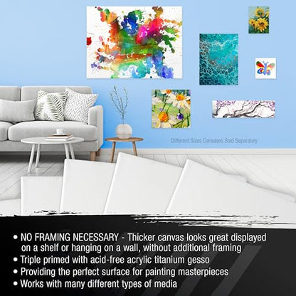 U.S. Art Supply 18"x60" Stretched Canvas for Painting, Gallery Depth 3-Pack - size: 18" x 60"