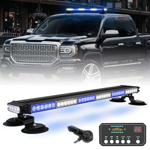 XRIDONSEN 28.4" 80 LED Blue White Roof Emergency Lights Strobe Light Bar - color: Blue/White