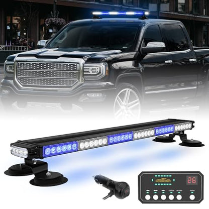 XRIDONSEN 28.4" 80 LED Blue White Roof Emergency Lights Strobe Light Bar - color: Blue/White