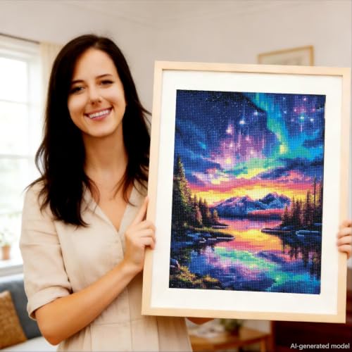 Aurora Mountain Diamond Art Kit for Adults,Starry Sky Diamond Painting - color: HS008-1