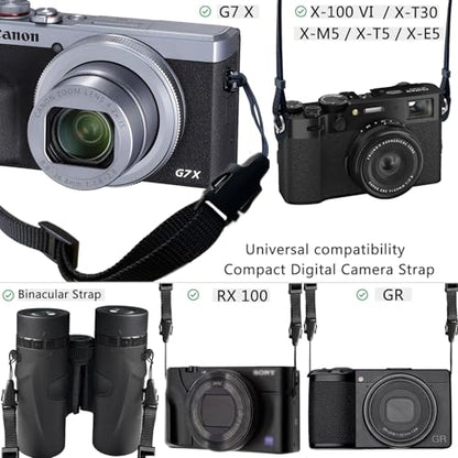 Camera Neck Strap Thin,Binocular Strap with Neoprene Padding,Camera Lanyard,Digital Mirrorless Camera Strap for Photographers,Washable,Black,58 Inch