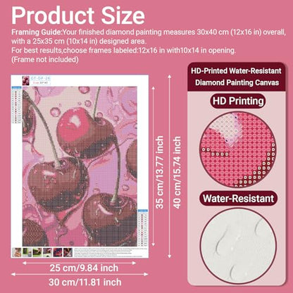 Gamteldot Cherry Diamond Art Kits for Adults Beginners,DIY Diamond Art - color: Cherry A