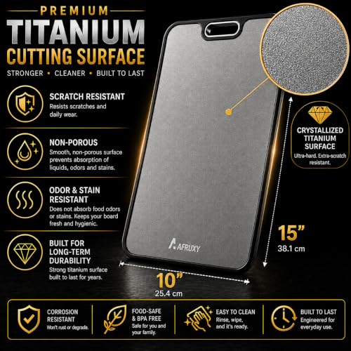 Titanium Cutting Boards for kitchen,Crystallized Layer, 16 In Reversible