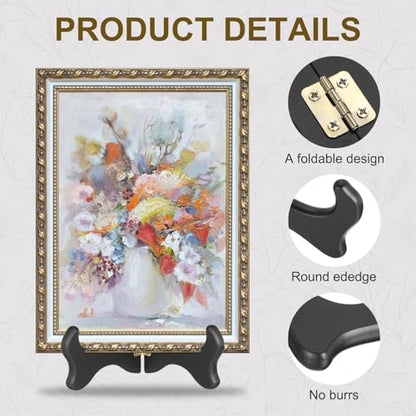 MECCANIXITY 2Pcs Wooden Easel Plate Holder, 6" Small Wood Easels Folding - color: Black, size: 6"