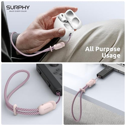 SURPHY 2 Pack Phone Lanyard, Phone Wrist Strap for Case, Camera Wrist Strap - color: Pink & Pink