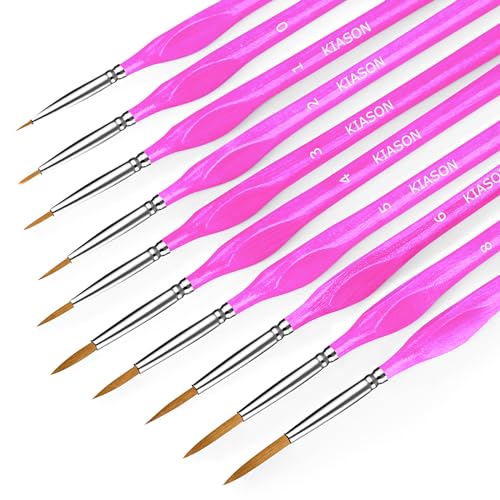 10Pcs Miniature Detail Paint Brushes Triangular Wood Handle Set - color: Magenta, size: 10