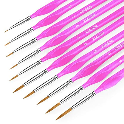 10Pcs Miniature Detail Paint Brushes Triangular Wood Handle Set - color: Magenta, size: 10