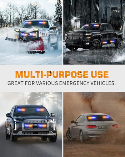 XRIDONSEN 2x 10.7 inch Strobe Light Bar 24 LED Amber Blue Emergency Lights - color: Amber/Blue