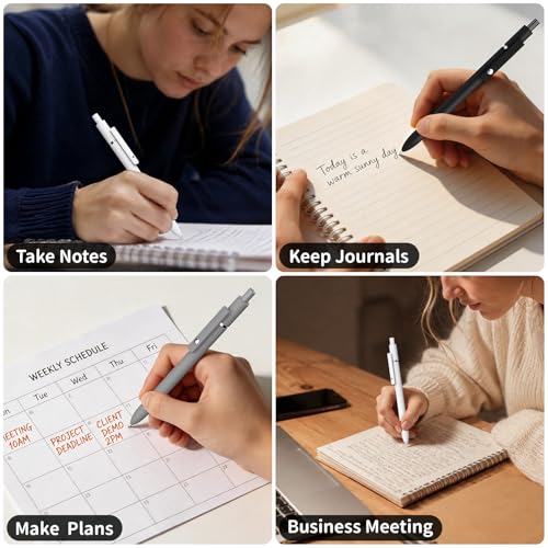 Gel Ink Pens 6-Pack, 0.5mm Fine Point, Quick-Dry Black Ink Retractable Pens