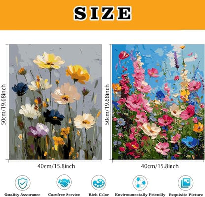 2 Pack Flowers Paint by Numbers Kit for Adults Beginner (Without Frame) - color: YH03844